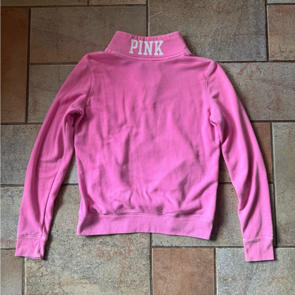 Victoria's Secret Hot Pink Quarter Zip Dog Logo Sweatshirt Size Small - Picture 4 of 8